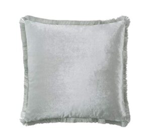 tahari home | jasper velvet and fringe decorative pillow, 1 count (pack of 1), grey