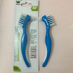 Denture Brush Hard Double Bristle for False Teeth Brush (Blue)