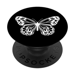 cute white butterfly black background popsockets swappable popgrip