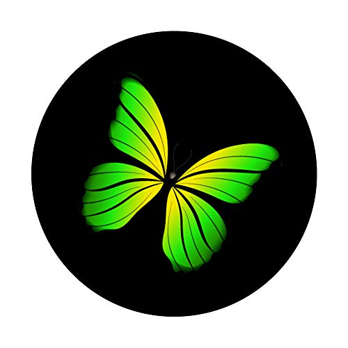 Pretty Cute Bright Lime Green And Yellow Butterfly On Black PopSockets PopGrip: Swappable Grip for Phones & Tablets