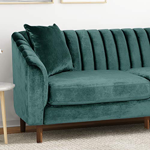 Christopher Knight Home Susan Velvet 3 Seater Sofa, Teal + Dark Brown