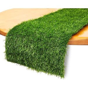 14x48-inch faux grass table runner for spring, summer table centerpieces, wedding banquets, sports-themed parties, celebrations, rustic-style decor (20mm pile height)