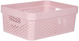 curver infinity 17l recycled storage basket - multi-use stackable and interlocking storage - 35.5 x 26.7 x 13.7 cm, pink