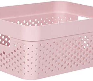 CURVER Infinity 17L Recycled Storage Basket - Multi-Use Stackable and Interlocking Storage - 35.5 x 26.7 x 13.7 cm, Pink