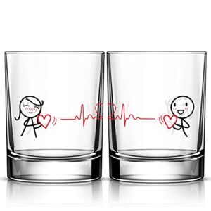 boldloft love you every beat of my heart couple drinking glasses-glass gifts couple gifts his and hers gifts for wedding engagement anniversary valentine's day