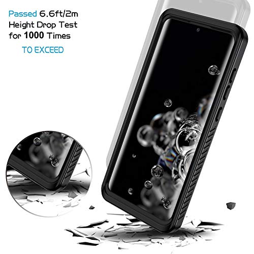 Lanhiem Samsung Galaxy S20 Ultra Case, IP68 Waterproof Dustproof Shockproof Case with Built-in Screen Protector, Heavy Duty Full Body Protective Cover for Galaxy S20 Ultra 5G 6.9 Inch, Black/Clear