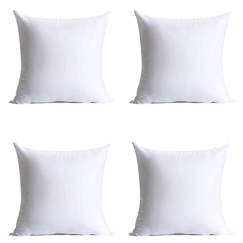 Calibrate Timing 20 x 20 inches Pillow Inserts, Set of 4 Hypoallergenic Brushed Microfiber Liner Down Alternative Filled Square Cushion Throw Pillow