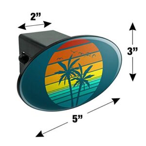 Sunset with Palm Trees Graphic Oval Tow Trailer Hitch Cover Plug Insert