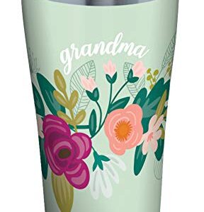 Tervis Mint Grandma Floral Stainless Steel Insulated Tumbler with Clear and Black Hammer Lid, 20oz, Silver