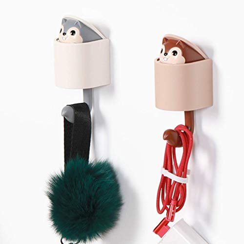 HomeDo 4Pack Adhesive Wall Hooks for Coat, Key, Scarf, Hat, Towel, Bag, Utility Cat Hook for Wall Hanging Decorations, Lovely Entryway Hat Hook Organizer. (Squirrel Hooks-4Pack)