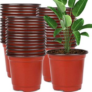 augshy 130 packs 6 inches plastic plant nursery pots, seed starting pot flower container for succulents, seedlings, cuttings, transplanting, planter home docer.