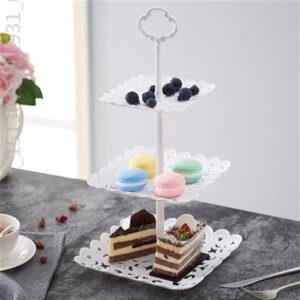 Set of 6 PCS Plastic Party Cake Stand and Cupcake Holder Fruits Dessert Display Plate Table Decoration for Wedding Birthday Party Celebration (Square)