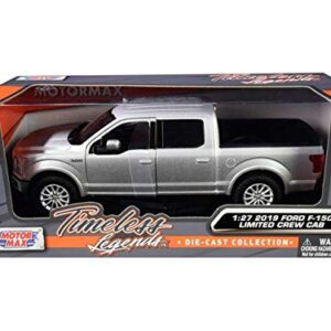 2019 Ford F-150 Limited Crew Cab Pickup Truck Metallic Silver 1/24-1/27 Diecast Model Car by Motormax 79364