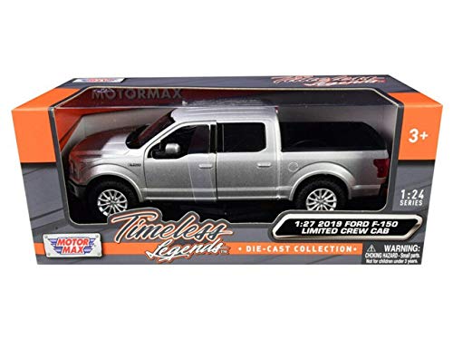 2019 Ford F-150 Limited Crew Cab Pickup Truck Metallic Silver 1/24-1/27 Diecast Model Car by Motormax 79364