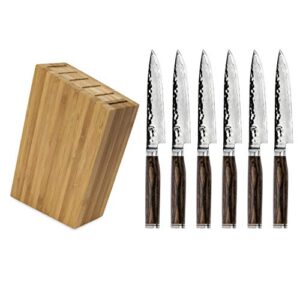 shun premier 6-piece steak knife set with sidecar block, handcrafted japanese cutlery, steel