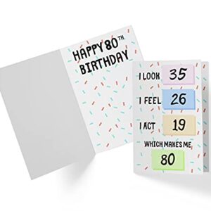 Funny 80th Birthday Cards For Women Or Men – For Friends, Family, Lover, Etc. – Funny Birthday Cards 80 years old – Perfect Funny Birthday Cards 80th Anniversary – Envelope (You look)