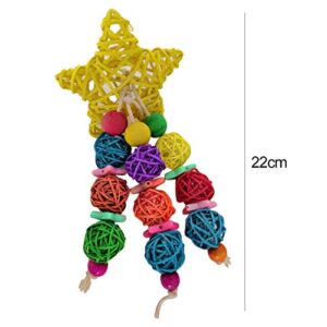 Blackzone Wood Stars Rattan Balls Pet Bird Cockatoo Parrot Hanging Chewing Toy Fun Random Color