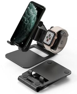 ringke super folding stand, 2 in 1 portable smartphone & smartwatch stand compatible with apple watch 5, iwatch 4, iwatch 3, iwatch 2, iwatch 1, ipad mini