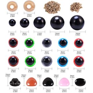 Plastic Safety Eyes and Noses with Washers 570 Pcs, Craft Doll Eyes and Teddy Bear Nose for Amigurumi, Crafts, Crochet Toy and Stuffed Animals (Assorted Sizes)