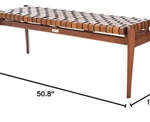Safavieh Couture Home Dilan 47-inch Brown and Light Brown Leather Weave Bench