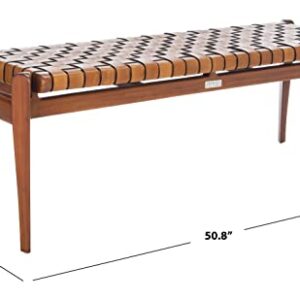 Safavieh Couture Home Dilan 47-inch Brown and Light Brown Leather Weave Bench
