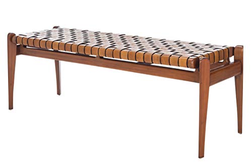 Safavieh Couture Home Dilan 47-inch Brown and Light Brown Leather Weave Bench