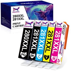 halofox compatible ink cartridge replacement for canon 280 281 pgi-280xxl cli-281xxl for canon pixma tr8520 tr7520 tr8620 ts6220 ts6320 ts6300 ts6200 ts6120 ts6100 ts9520 ts9521c printer ink (5 pack)