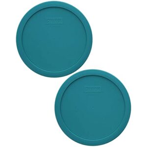 pyrex 7402-pc turquoise round plastic food storage replacement lid, made in usa - 2 pack
