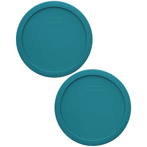 Pyrex 7402-PC Turquoise Round Plastic Food Storage Replacement Lid, Made in USA - 2 Pack