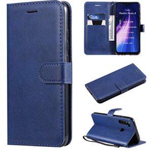 zyzxcs xiaomi redmi note 8 wallet phone case, [stand feature] kickstand pu leather flip phone shell, id&credit cards pocket feature shockproof anti-fall + lanyard cover for redmi note8 blue