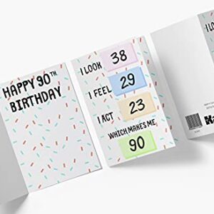 Funny 90th Birthday Cards For Women Or Men – For Friends, Family, Lover, Etc. – Funny Birthday Cards 90 years old – Perfect Funny Birthday Cards 90th Anniversary – Envelope (You look)