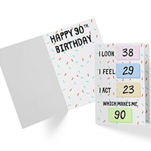 Funny 90th Birthday Cards For Women Or Men – For Friends, Family, Lover, Etc. – Funny Birthday Cards 90 years old – Perfect Funny Birthday Cards 90th Anniversary – Envelope (You look)