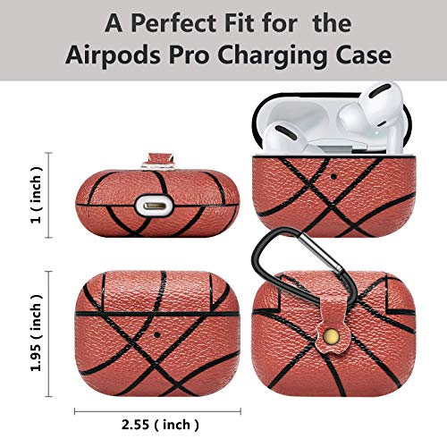 Njjex AirPods Pro Case, AirPods Pro PU Leather Hard Cover w/Keychain, Portable Protective Earphone Accessories Case Compatible for Apple AirPods Pro 2019 Charging Case Front LED Visible [Basketball]