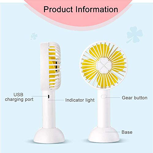 Rilitor Mini Handheld Fan Portable Hand held Fan with USB Rechargeable Battery 3 Speed Personal Desk Table Fan with Base Foldable Electric Fan for Kids Girls Woman Home Office Outdoor Travel