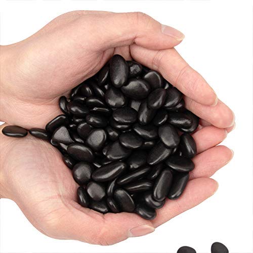 18 Pounds Decorative Pebbles Small Black Stones Aquarium Gravel River Rock, Natural Polished Decorative Gravel,Garden Ornamental Pebbles Rocks,Black Decorative Stones,Black Pebbles, Decor (Black)