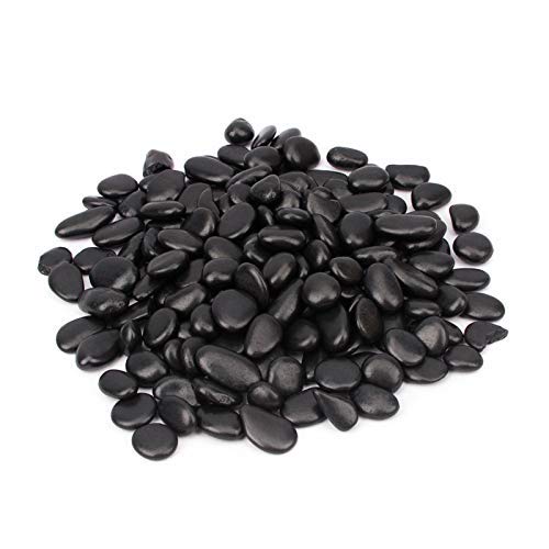 18 Pounds Decorative Pebbles Small Black Stones Aquarium Gravel River Rock, Natural Polished Decorative Gravel,Garden Ornamental Pebbles Rocks,Black Decorative Stones,Black Pebbles, Decor (Black)