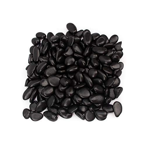 18 Pounds Decorative Pebbles Small Black Stones Aquarium Gravel River Rock, Natural Polished Decorative Gravel,Garden Ornamental Pebbles Rocks,Black Decorative Stones,Black Pebbles, Decor (Black)