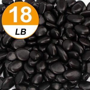 18 Pounds Decorative Pebbles Small Black Stones Aquarium Gravel River Rock, Natural Polished Decorative Gravel,Garden Ornamental Pebbles Rocks,Black Decorative Stones,Black Pebbles, Decor (Black)