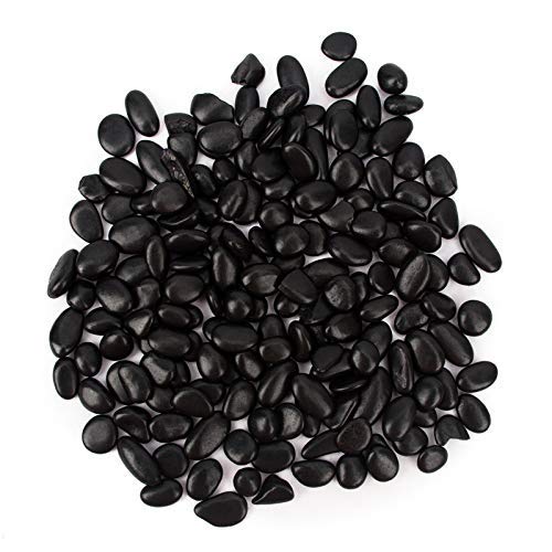 18 Pounds Decorative Pebbles Small Black Stones Aquarium Gravel River Rock, Natural Polished Decorative Gravel,Garden Ornamental Pebbles Rocks,Black Decorative Stones,Black Pebbles, Decor (Black)