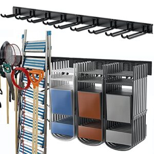 torack tool storage rack, heavy duty steel garage wall mount garden tool organizer for ladders, chairs, shovels, broom, power tools (8-pack 5.7"-11" mixed hooks, up to 800 lbs)