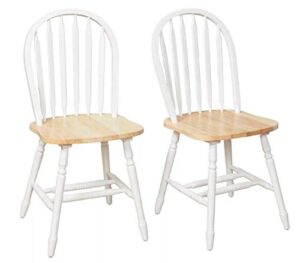 target marketing systems, inc. set of 2 carolina windsor classic farmhouse style dining chair (white/natural)