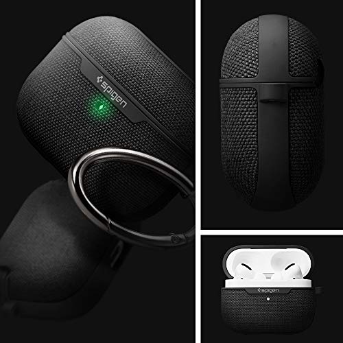Spigen Urban Fit Designed for Airpods Pro Case Cover with Key Chain, Fabric Case for Airpods Pro - Black
