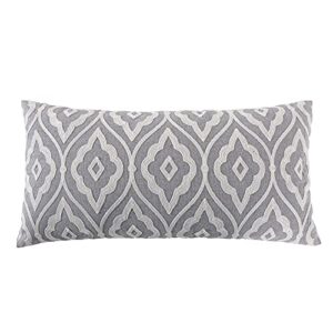 levtex home - tamsin grey - decorative pillow (12x24in.) - embroidered trellis - grey and off white