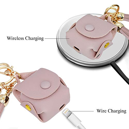 MODOS LOGICOS Charging Case Cover for Apple Air Pods, PU Leather Case with a Couple of Drooping Tassels for Apple AirPods 1/2 Charging Case - TaroPurple