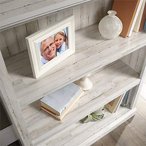 Sauder Misc Storage Contemporary 3-Shelf Wood Bookcase in White Plank