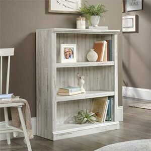 Sauder Misc Storage Contemporary 3-Shelf Wood Bookcase in White Plank