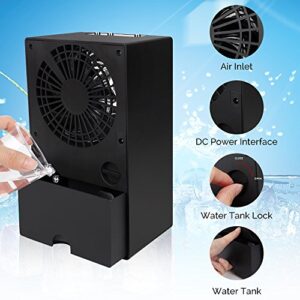 Portable Air Conditioner Fan, KUUOTE Personal Space Air Cooler Quiet Desk Fan Mini Evaporative Cooler Misting Fan Small Table Fan Air Circulator Humidifier for Small Room Home Office Bedroom, Black