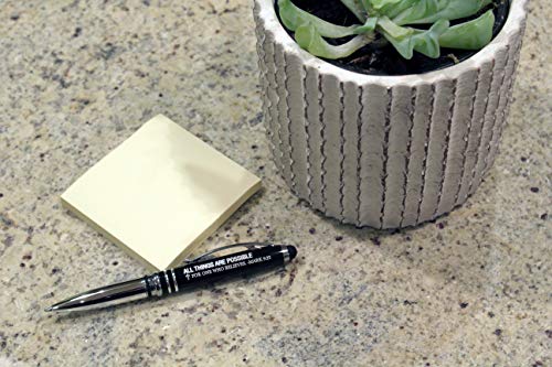 Mark 9:23 Christian Gift Pen with Engraved Bible Verse - "All Things Are Possible for One Who Believes" - Religious 3-in-1 Scripture Prayer Pen with LED Light and Stylus