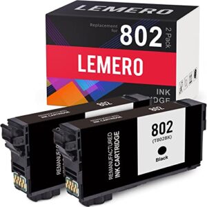 lemero remanufactured ink cartridges replacement for epson 802xl 802 t802xl t802 to use with workforce pro wf-4740 wf-4730 wf-4734 wf-4720 ec-4020 ec-4030 printer (black, 2-pack)