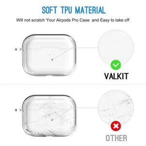 Valkit Compatible Airpods Pro Case Cover, Clear Airpod Pro Soft TPU Protective Case 2019 with Keychain Shockproof Cover for Apple Airpods Pro Charging Case [Front Led Visible] - Transparent